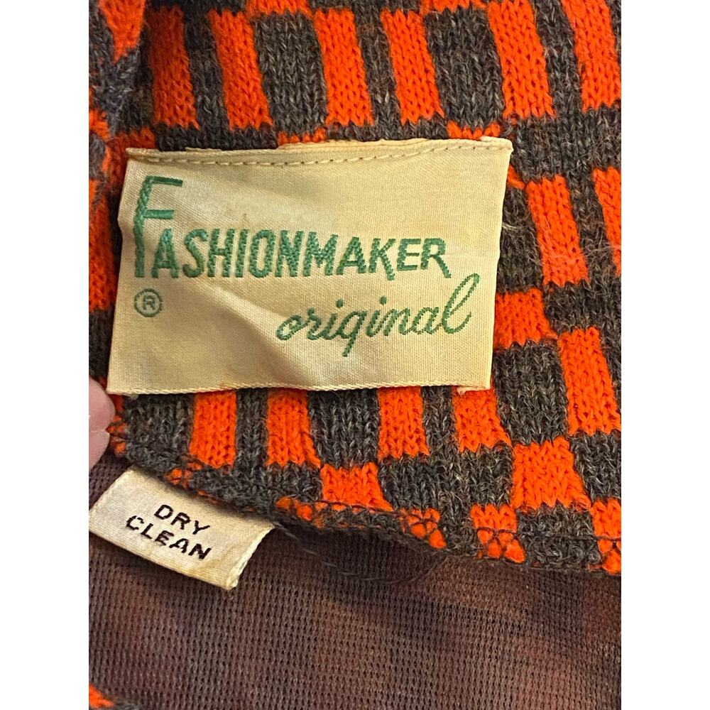 RARE Vintage 1960s Mod orange gray dress with original price tag! Fits 14 - Picture 6 of 9